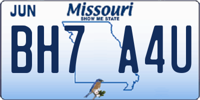 MO license plate BH7A4U