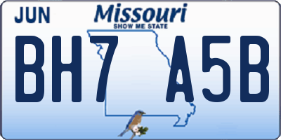 MO license plate BH7A5B