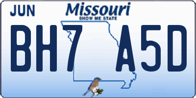 MO license plate BH7A5D