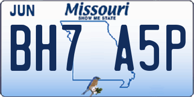MO license plate BH7A5P