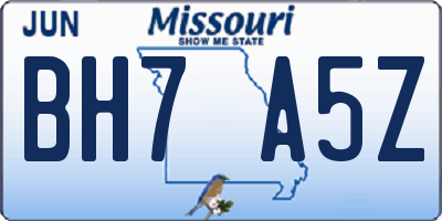 MO license plate BH7A5Z