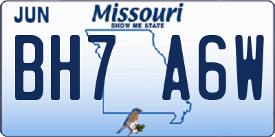 MO license plate BH7A6W