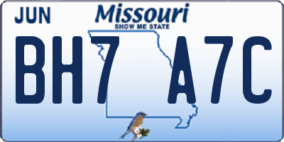 MO license plate BH7A7C