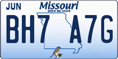 MO license plate BH7A7G