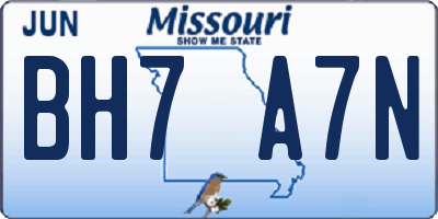 MO license plate BH7A7N