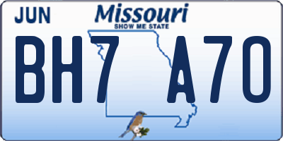 MO license plate BH7A7O