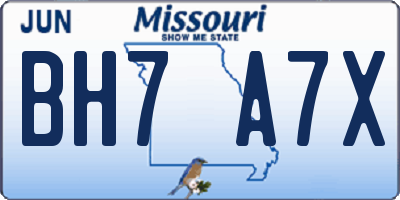 MO license plate BH7A7X