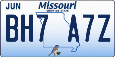 MO license plate BH7A7Z