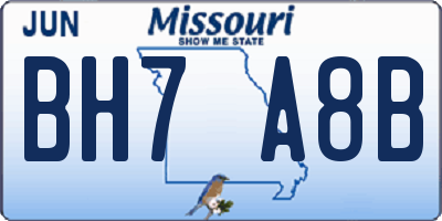 MO license plate BH7A8B