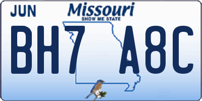 MO license plate BH7A8C