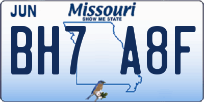 MO license plate BH7A8F