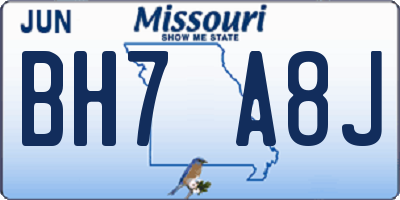 MO license plate BH7A8J
