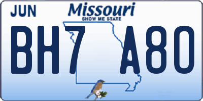 MO license plate BH7A8O