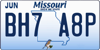 MO license plate BH7A8P