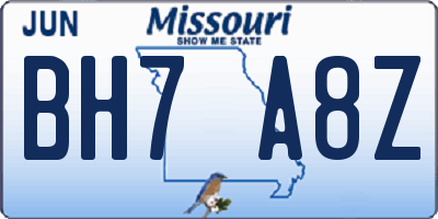 MO license plate BH7A8Z