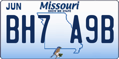 MO license plate BH7A9B