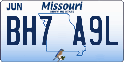 MO license plate BH7A9L