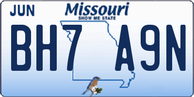 MO license plate BH7A9N