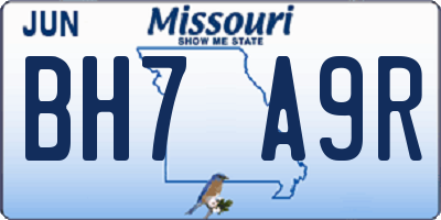 MO license plate BH7A9R
