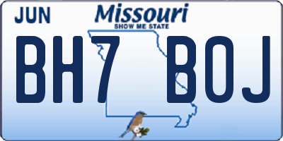 MO license plate BH7B0J