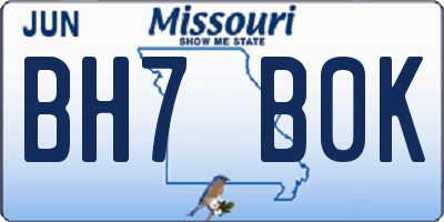 MO license plate BH7B0K