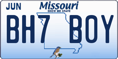 MO license plate BH7B0Y