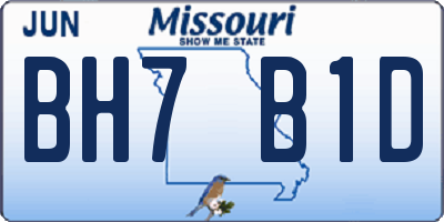 MO license plate BH7B1D