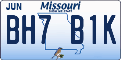 MO license plate BH7B1K