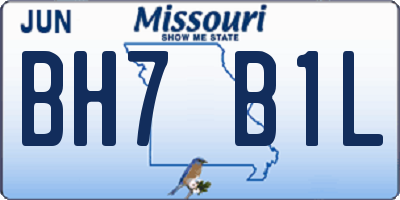 MO license plate BH7B1L