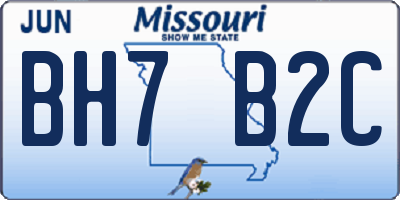 MO license plate BH7B2C