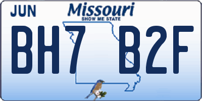MO license plate BH7B2F