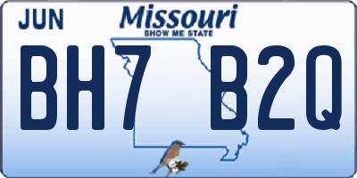 MO license plate BH7B2Q