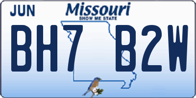MO license plate BH7B2W