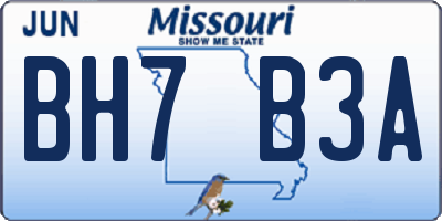 MO license plate BH7B3A