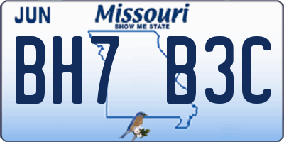 MO license plate BH7B3C