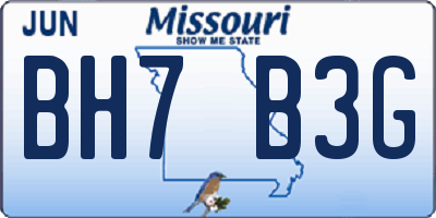 MO license plate BH7B3G