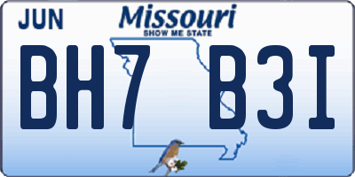 MO license plate BH7B3I