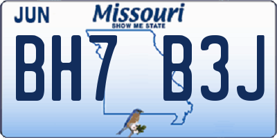 MO license plate BH7B3J
