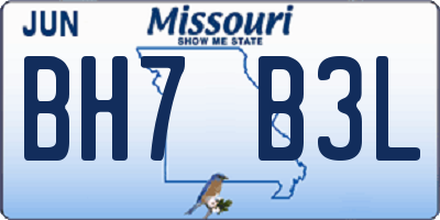 MO license plate BH7B3L