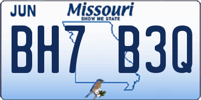 MO license plate BH7B3Q