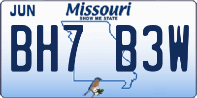 MO license plate BH7B3W
