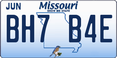 MO license plate BH7B4E