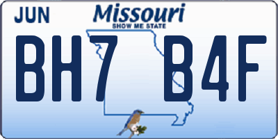 MO license plate BH7B4F