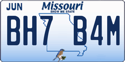 MO license plate BH7B4M