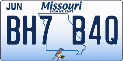MO license plate BH7B4Q