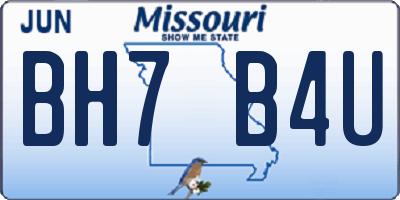 MO license plate BH7B4U