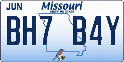 MO license plate BH7B4Y