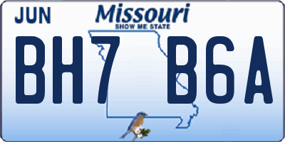 MO license plate BH7B6A
