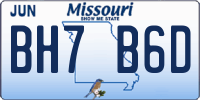 MO license plate BH7B6D