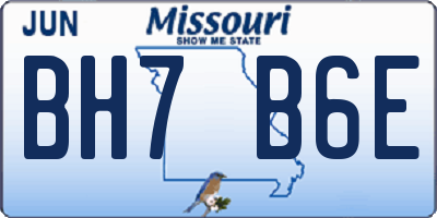 MO license plate BH7B6E